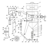 Schematische illustratie van de Contracor BlastRazor Z-100RCS / Z-200RCS met genummerde onderdelen voor duidelijke identificatie.