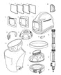 Schematische illustratie van de Contracor Comfort Straalhelm met genummerde onderdelen voor duidelijke identificatie.